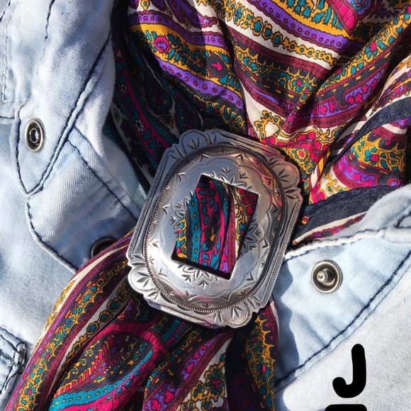 Antique Silver Scarf Slide - Picture 1 of 2